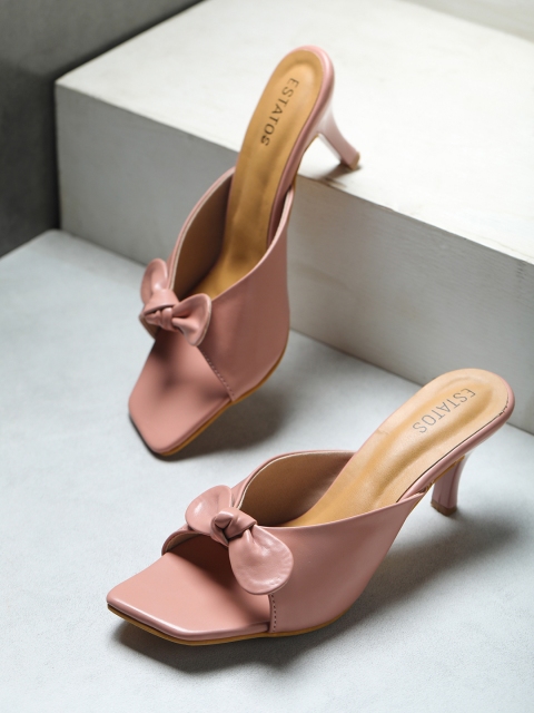 

ESTATOS Women Peach-Coloured PU Comfort Sandals