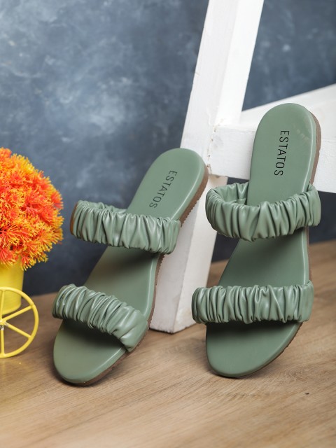 

ESTATOS Women Green Open Toe Flats