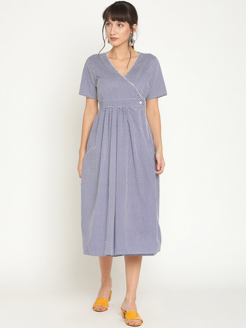 

Abhishti Blue Midi Wrap Dress