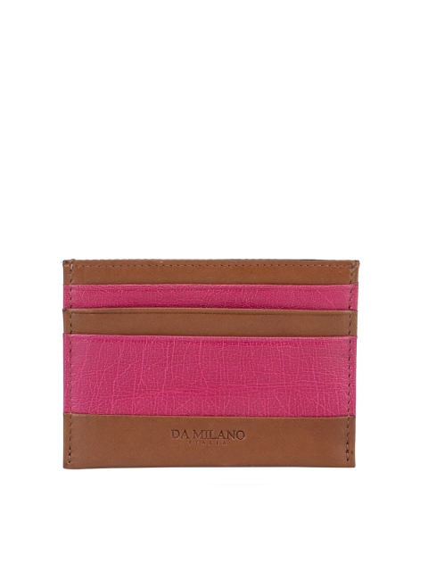

Da Milano Unisex Brown & Pink Colourblocked Card Holder