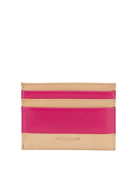 

Da Milano Adult Beige & Fuchsia Colourblocked Leather Card Holder