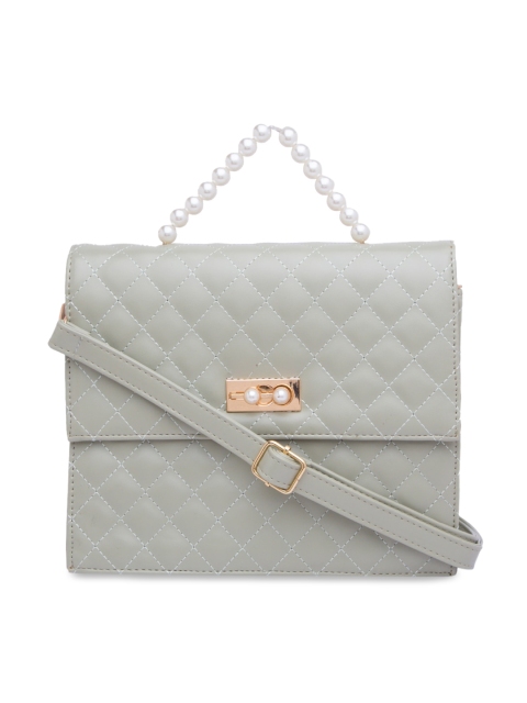 

Globus Green Textured PU Structured Satchel with Quilted, Grey