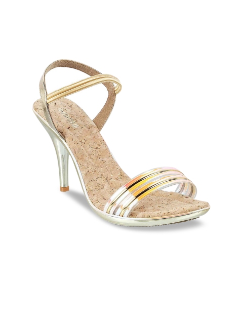 

Mochi Women Gold-Toned Colourblocked Stiletto Peep Toes