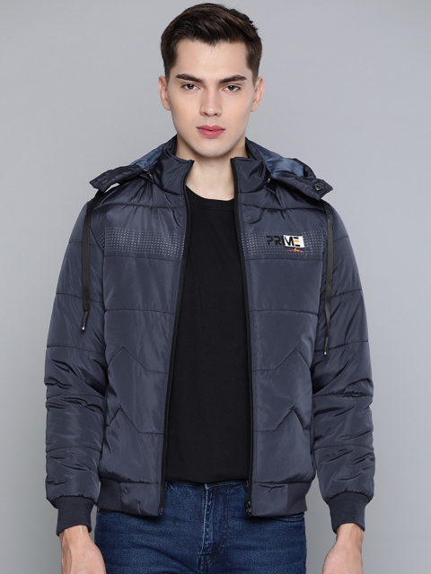 

Fort Collins Men Navy Blue Hooded Bomber Jacket
