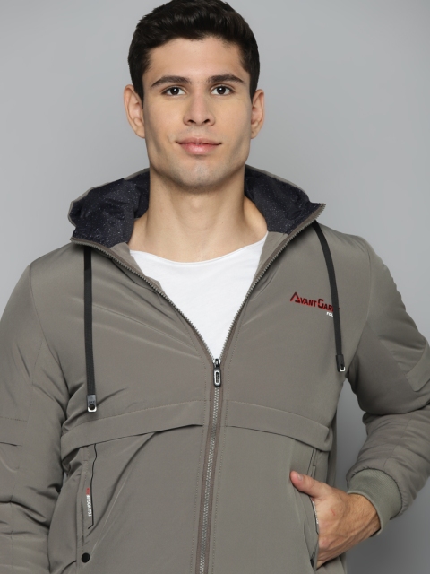 

Fort Collins Men Grey Solid Padded Hooded Jacket