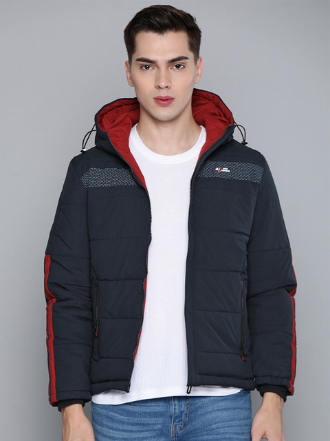 

Fort Collins Men Navy Blue Solid Hooded Padded Jacket