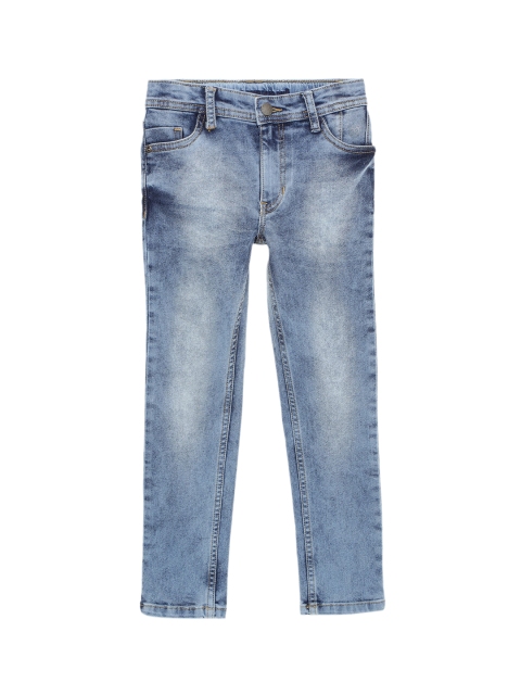 

UNDER FOURTEEN ONLY Boys Navy Blue Slim Fit Heavy Fade Jeans