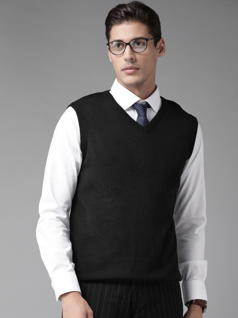 

Van Heusen Men Black Solid Sweater Vest