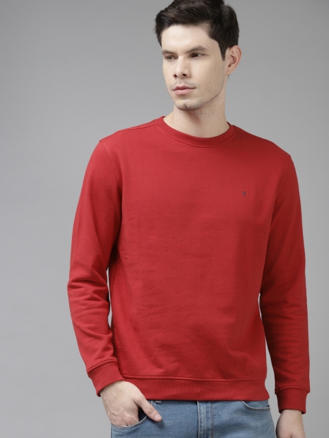 

Van Heusen Men Red Solid Sweatshirt