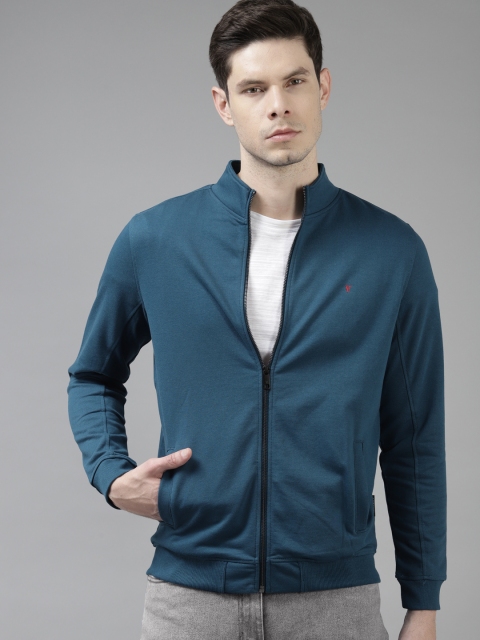 

Van Heusen Men Teal Green Solid Front-Open Sweatshirt
