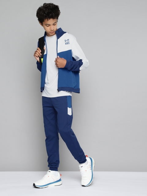 

HRX by Hrithik Roshan Boys Blue & White Colourblocked Tracksuit