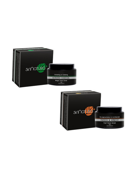 

Skinatura Activated Charcoal Magic Face Scrub + Papaya & Apricot Fruit Face Scrub, Black