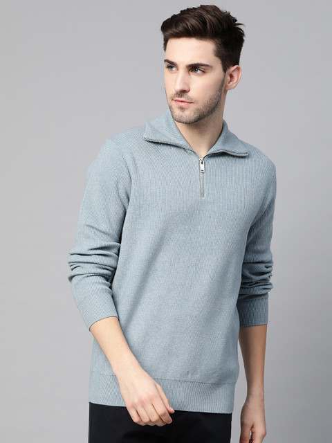 

Marks & Spencer Men Blue Ribbed Pullover