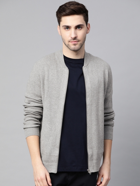 

Marks & Spencer Men Grey Ribbed Front-Open
