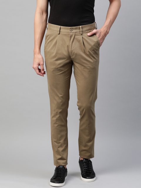 

Marks & Spencer Men Beige Slim Fit Pleated Regular Trousers