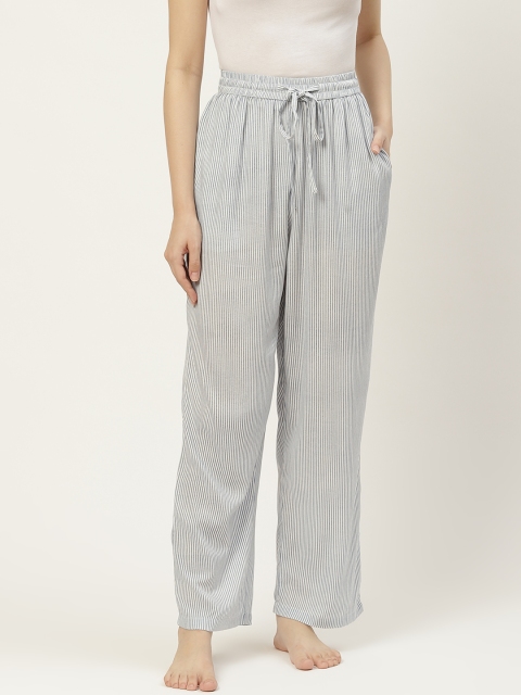 

Not Just Pyjamas Women White Striped Lounge Pants