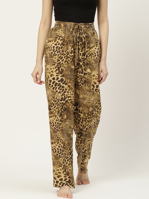 

Not Just Pyjamas Women Beige & Brown Animal Skin Printed Lounge Pants