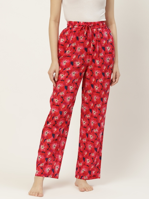 

Not Just Pyjamas Women Red Printed Cotton Lounge Pants