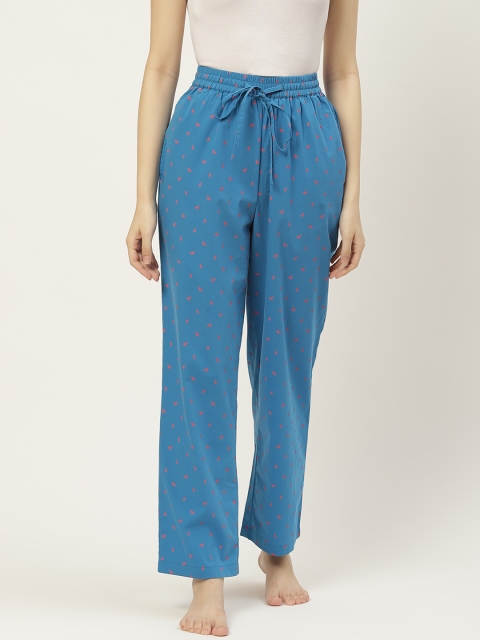 

Not Just Pyjamas Women Blue Printed Cotton Lounge Pants
