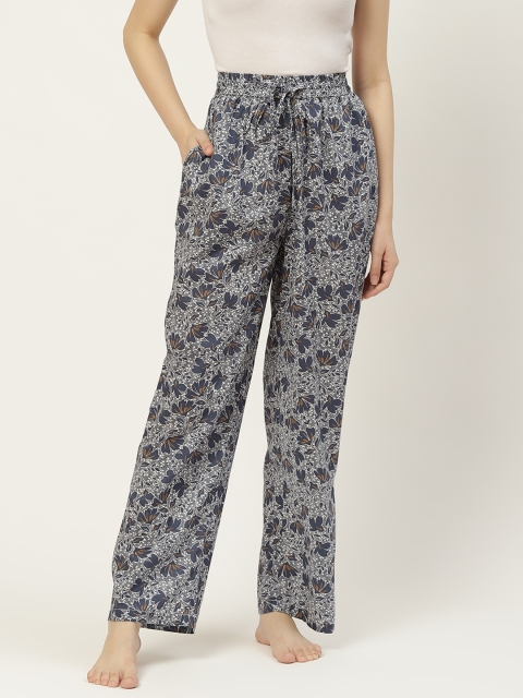 

Not Just Pyjamas Women Blue Printed Cotton Lounge Pants