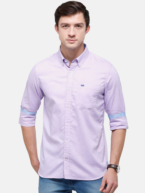 

Double Two Men Lavender Slim Fit Opaque Casual Shirt