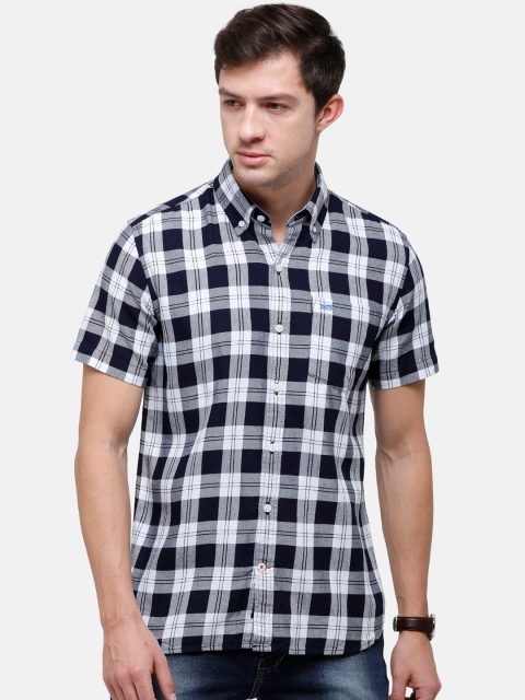 

Double Two Men Blue Slim Fit Gingham Checks Opaque Checked Casual Shirt