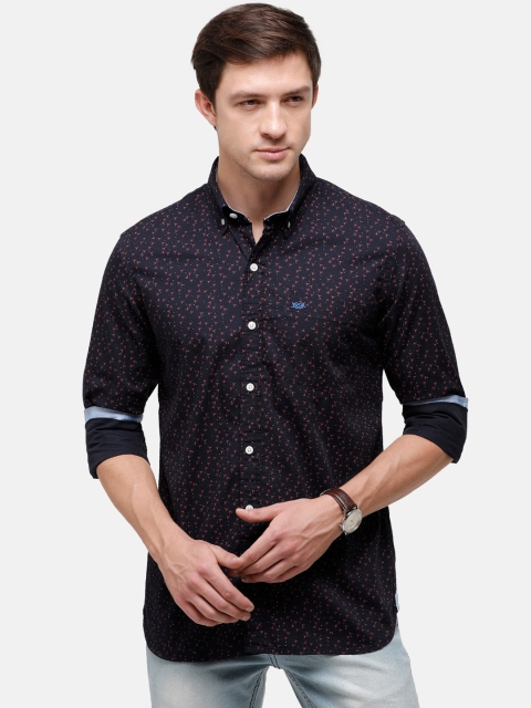 

Double Two Men Blue Slim Fit Opaque Printed Casual Shirt