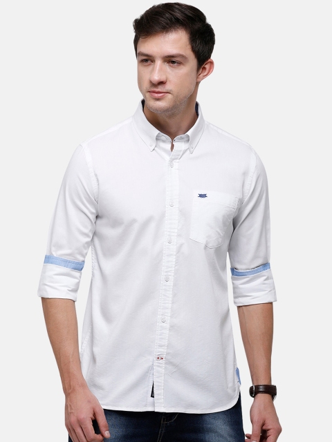 

Double Two Men White Slim Fit Opaque Casual Shirt