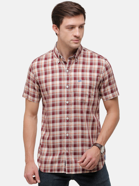 

Double Two Men Maroon Slim Fit Tartan Checked Casual Shirt