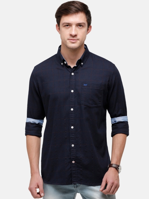 

Double Two Men Blue Slim Fit Opaque Casual Shirt