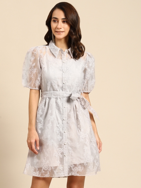 

COVER STORY Grey Floral Shirt Dress