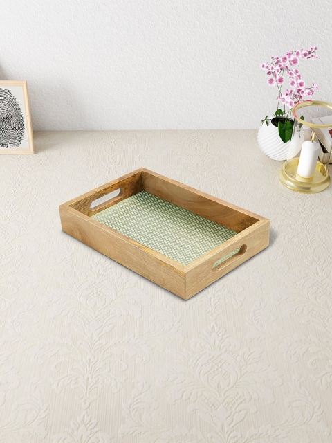 

Living scapes by Pantaloons Green & Beige Perforated Textured Wooden Tray