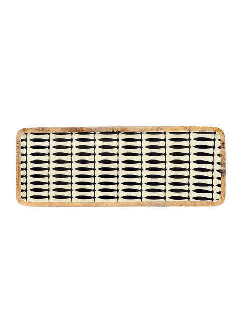 

Living scapes by Pantaloons Beige & Black Printed Wooden Tray