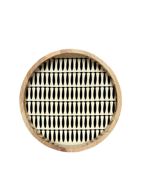 

Living scapes by Pantaloons Beige & Black Printed Wooden Tray