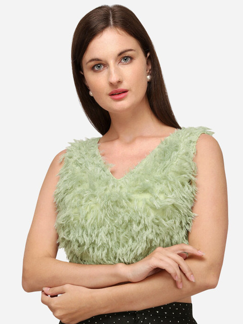 

Fab Dadu Women Green Solid Saree Blouse
