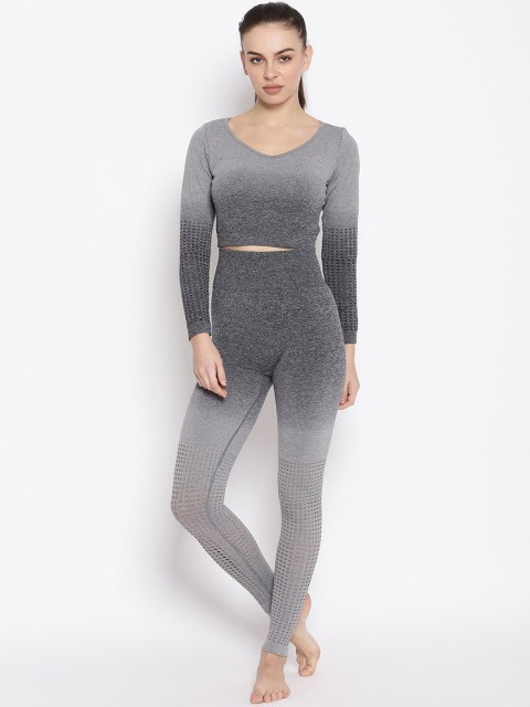 

iki chic Women Grey Textured Track Suit