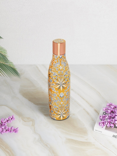 

Living scapes by Pantaloons Yellow & Grey Floral Printed Copper Water Bottle