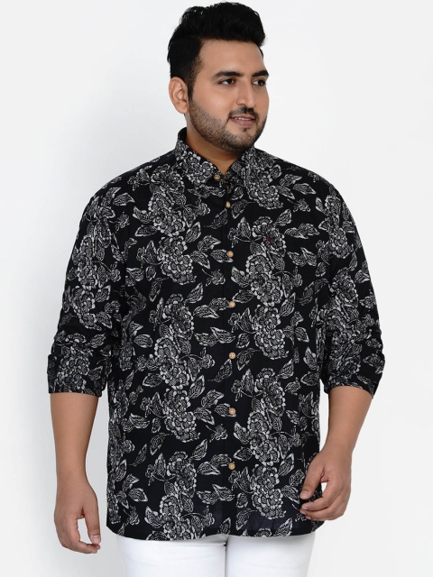 

Santonio Men Black Floral Opaque Printed Casual Cotton Shirt