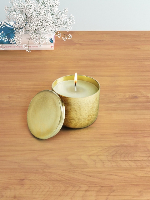 

Living scapes by Pantaloons Gold-Toned & White Solid Candle