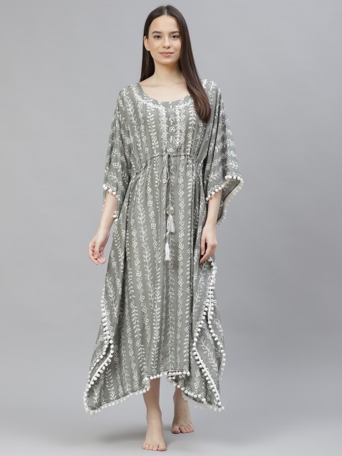 

Readiprint Fashions Grey Printed Kaftan Dress