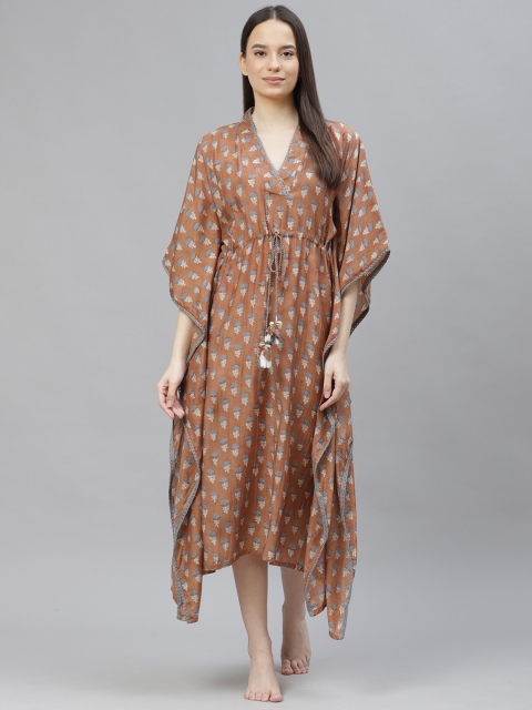 

Readiprint Fashions Brown Printed Kaftan Dress