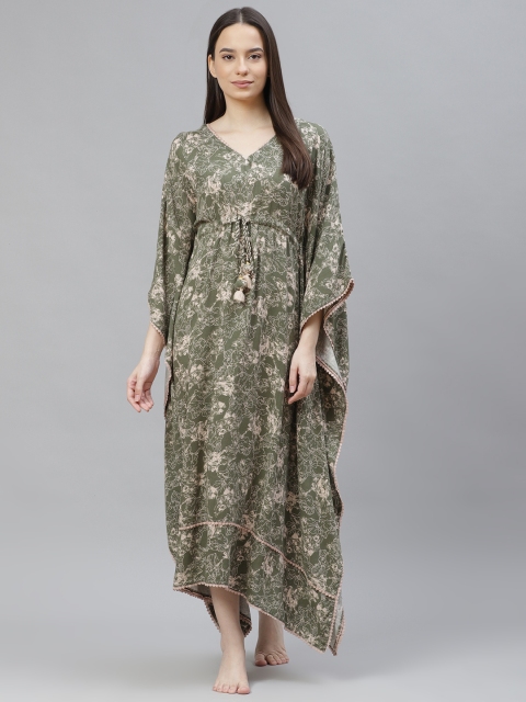 

Readiprint Fashions Olive Green Printed Kaftan Dress