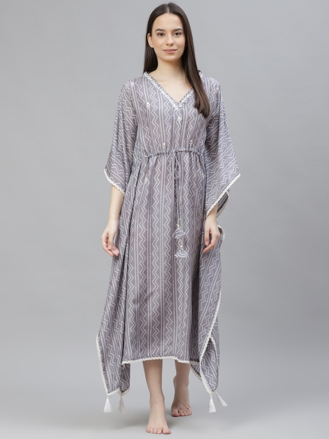 

Readiprint Fashions Grey Printed Cotton Kaftan Dress