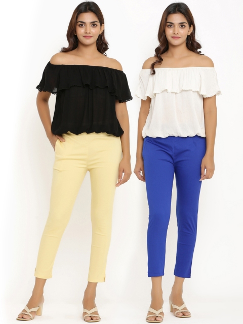 

ANAISA Women Pack of 2 Slim Fit Trousers, Beige