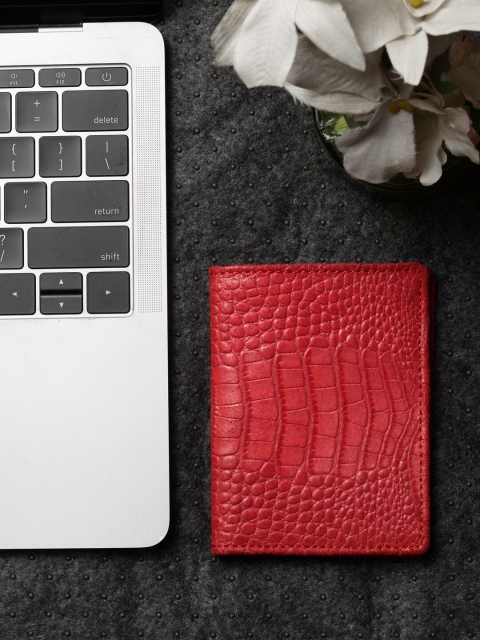 

IMUR Men Red & Black Textured Leather Two Fold Wallet