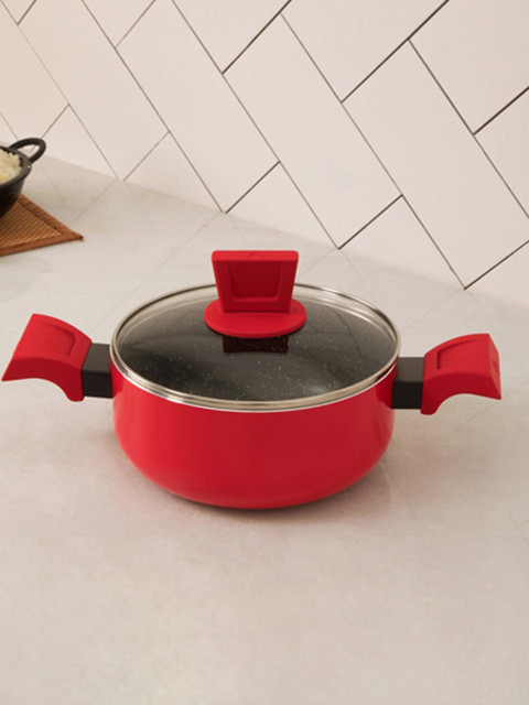 

Home Centre Red & Transparent Solid Elite-Magnus Metal Casserole With Lid