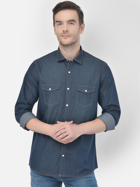 

Canary London Men Blue Slim Fit Opaque Casual Shirt