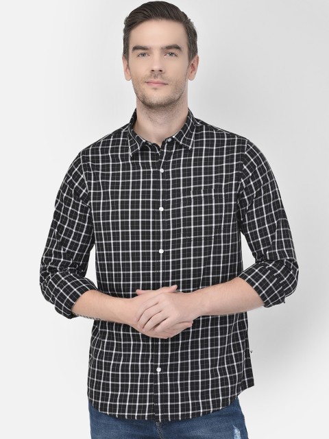 

Canary London Men Black Slim Fit Opaque Checked Casual Shirt