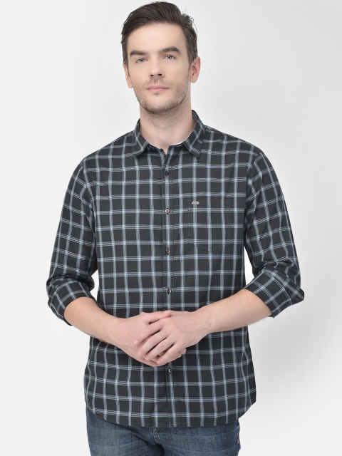 

Canary London Men Black Slim Fit Windowpane Checks Opaque Checked Casual Shirt