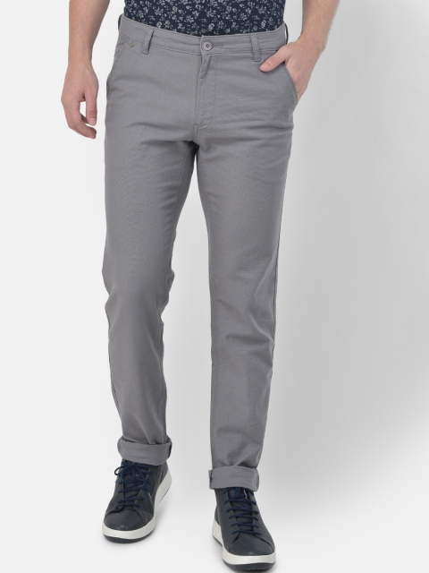 

Canary London Men Grey Smart Slim Fit Cotton Chinos Trousers